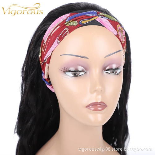 Vigorous natural curly french curl colored human hair elastic water wave headband wig all textures headband wigs brazilian